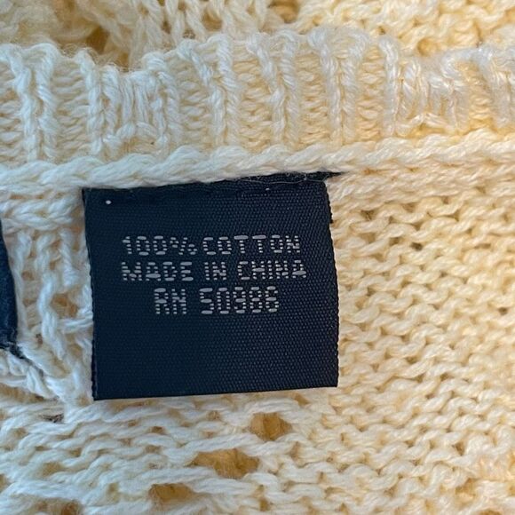 Jeanne Pierre Crochet Sweater Butter Yellow Knit Bell Sleeve Round Neck S - Picture 6 of 7